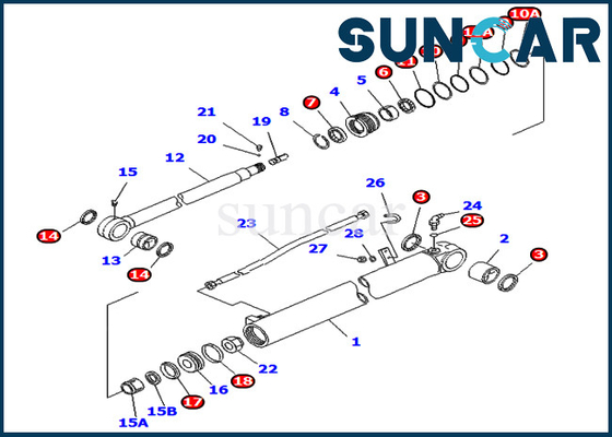 comprar 707-98-35270 7079835270 auge de Kit For PC75UD-3 PC75UU-3 KOMATSU de la reparación del sello del cilindro del brazo mono online manufacture