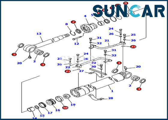 comprar equipo pesado de Kit For PC80-3 PC80LC-3 KOMATSU del servicio del cilindro del auge de 20X-63-02010 20X6302010 online manufacture