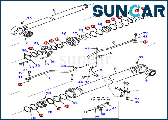 comprar Excavador 7219800920 Service Kits For del equipo 721-98-00920 del sello del cilindro del auge PC800SE-8E0 KOMATSU online manufacture