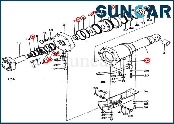 comprar Dormilón de la correa eslabonada de Kit For D355-3 del sello del cilindro hidráulico de la inclinación de cuchilla de KOMATSU 195-63-05041 online manufacture