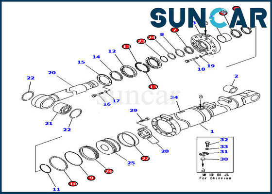 comprar Equipo del servicio de los equipos D475A-5 KOMATSU del sello del cilindro de la inclinación de cuchilla del lacre 707-99-84050 del dormilón online manufacture