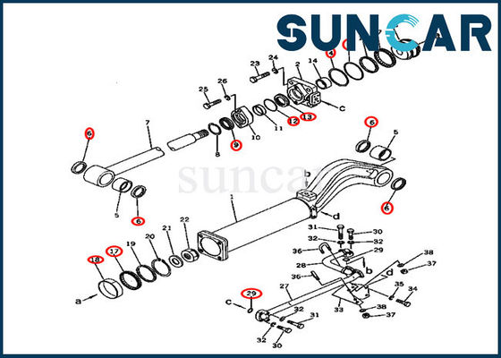 comprar Dormilón de Kit For D57S-1 KOMATSU de la reparación del sello del cilindro de la descarga del equipo 135-63-05030 del sello de aceite hidráulico online manufacture