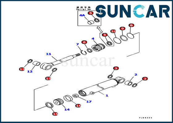 comprar 707-98-11310 equipos del sello de la reparación del cilindro de Kit Komatsu PC12R-8 del servicio del cilindro hidráulico del oscilación del auge online manufacture