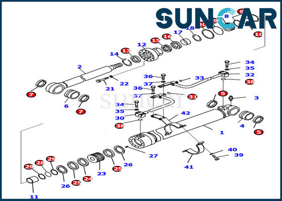 comprar 707-99-37740 equipo del servicio de reparación del cilindro de la mano izquierda de Kit Komatsu PC138US-10 del sello del cilindro del auge online manufacture