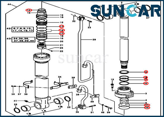 comprar Cilindro hidráulico Kit Excavator Seal Kit Fits John Deere 2154D 225CLC del auge AH225136 online manufacture