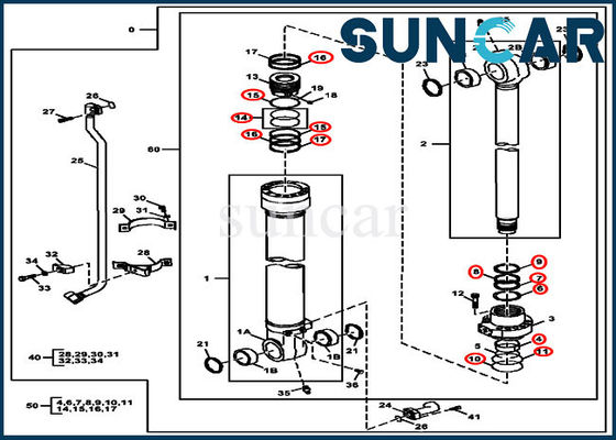 comprar Excavador Hydraulic Service Kit del equipo 2154D 225DLC del sello de la reparación del cubo de John Deere AH225137 online manufacture