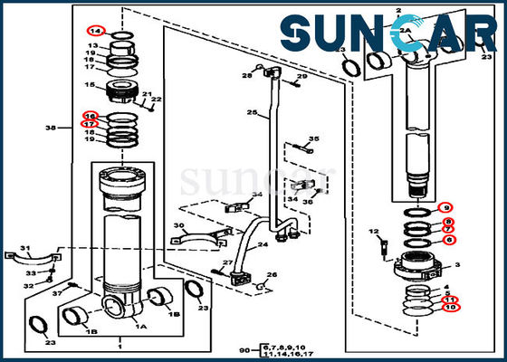 comprar FYA00006590 excavador Left Boom Sealing Kit Fits 240DLC 250GLC John Deere Cylinder Components online manufacture