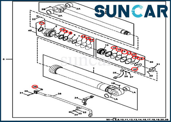 comprar Piezas del EPC de los componentes del cilindro de DEERE del equipo 300GLC del lacre del cilindro del cubo FYA00006595 online manufacture
