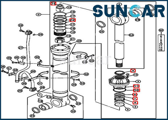 comprar Excavador Equipment de Kit For 450DLC 470GLC del sello de la reparación del cilindro del auge de JOHN DEERE 4653040 online manufacture