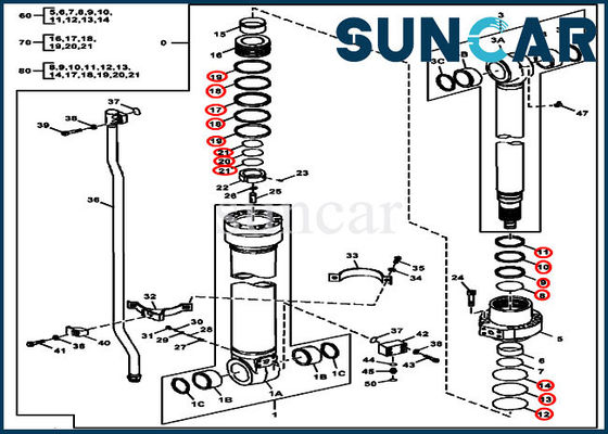 comprar Componentes hidráulicos del cilindro del equipo 180GLC 190GW del lacre del brazo del equipo FYA00012906 del sello de DEERE online manufacture