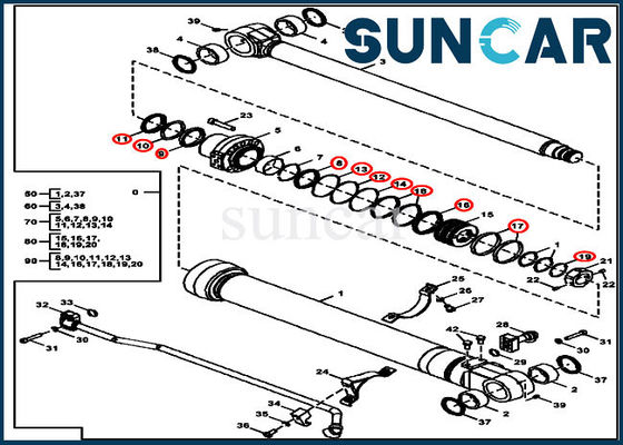 comprar Cubo del equipo FYA00012901 del sello de la reparación del cilindro que sella el excavador John Deere de Kit For 135G 130G online manufacture