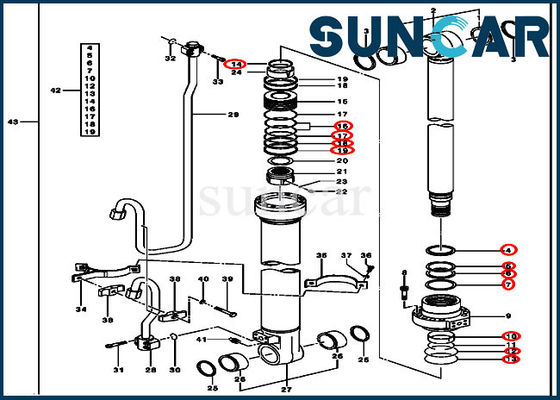 comprar Cilindro hidráulico del auge del sello AH173457 del equipo que sella a Kit For 200CLC 200LC John Deere online manufacture