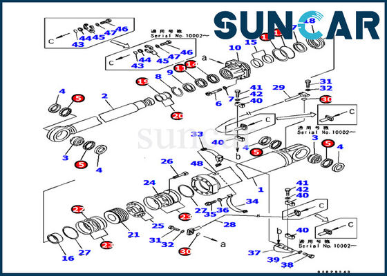 comprar Sello de aislamiento Kit For Komatsu Excavator PC1800-6 de la reparación del cilindro del auge del equipo 707-99-87720 online manufacture