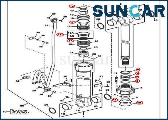 comprar 370C JOHN DEERE 4686321 equipos del reemplazo del CYL del equipo del servicio de reparación del sello del cilindro del auge online manufacture