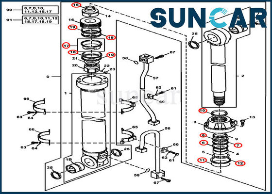 comprar Reparación Kit For John Deere 450LC 200LC 450CLC del cilindro del brazo de los equipos 4S00956 del sello de aceite hidráulico online manufacture