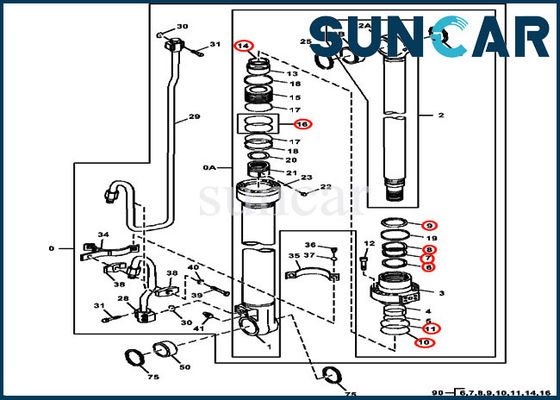 comprar cilindro hidráulico 115,00 milímetro Rod de los ajustes de los equipos del sello del auge de 3754D Deere 4686432 diámetro interior de 170 milímetros online manufacture