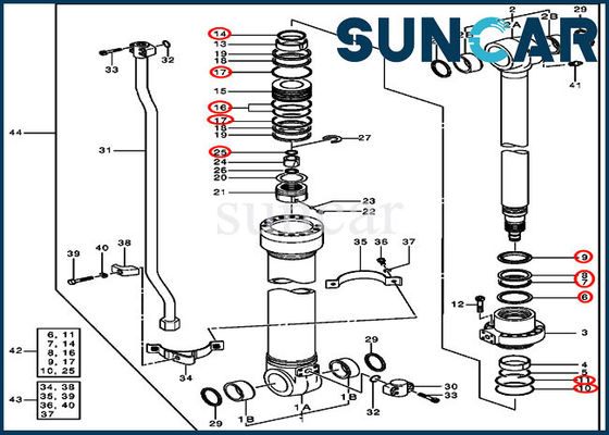 comprar 4364916 componentes largos estupendos del cilindro del brazo articulado para el equipo del sello de la reparación de 200LC JOHN DEERE online manufacture