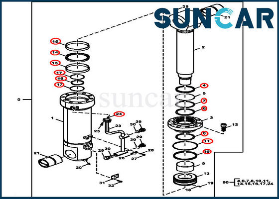 comprar Equipo del sello de la reparación del cilindro del dispositivo del retiro del contrapeso de 870GLC JOHN DEERE FXB00001856 online manufacture