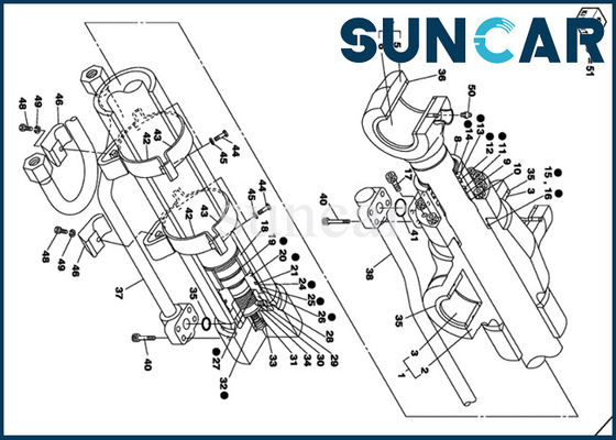 comprar Equipo de reparación del sello del cilindro del auge de la retroexcavadora del equipo CX135SR del servicio del cilindro hidráulico del CASO LZ00455 online manufacture