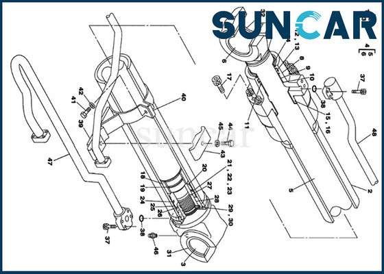 comprar LZ00483 equipo pesado del sello de Right Boom Cylinder del excavador de la correa eslabonada de la CAJA del equipo CX350 online manufacture