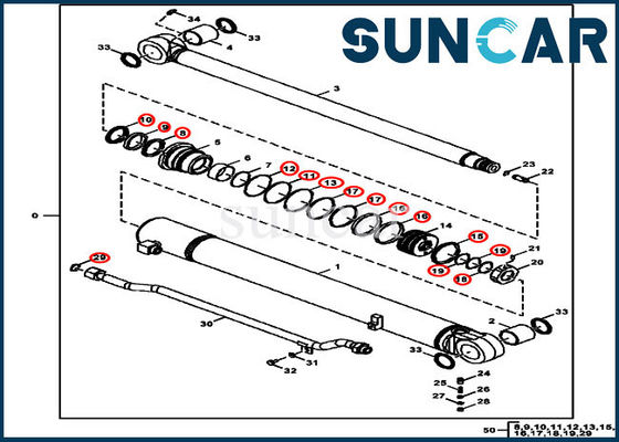 comprar Sello de aislamiento hidráulico Kit Fits 75G 85G John Deere de la reparación del cilindro del brazo del equipo FYD00006230 online manufacture