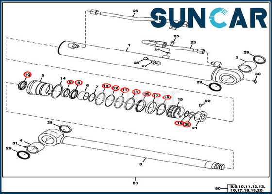 comprar equipos del sello del reemplazo del cilindro del cubo de los equipos FYD00000073 de 50D 50G JOHN DEERE online manufacture
