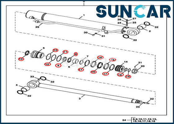 comprar Equipo de Kit Excavator Hydraulic Cylinder Service del sello de la reparación del brazo de FYD00000077 Deere online manufacture