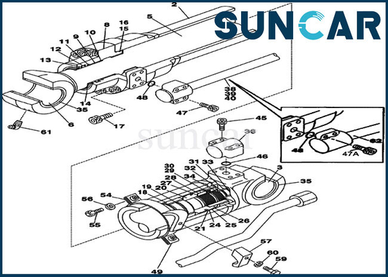 comprar CASO CX225SR CX210 de Kit Hydraulic Cylinder Oil Sealing Kit For Excavator de la reparación del sello del brazo LZ00446 online manufacture