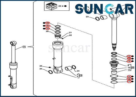 comprar CAJA del excavador de la correa eslabonada del SENIOR CX80C de Kit Cylinder Replacement Kit Fits CX75C del sello del cubo LZ00473 online manufacture