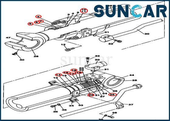 comprar Caso de Kit Hydraulic Cylinder Seals Fits CX250C CX240B del sello de la reparación del cazo del brazo LZ008050 online manufacture