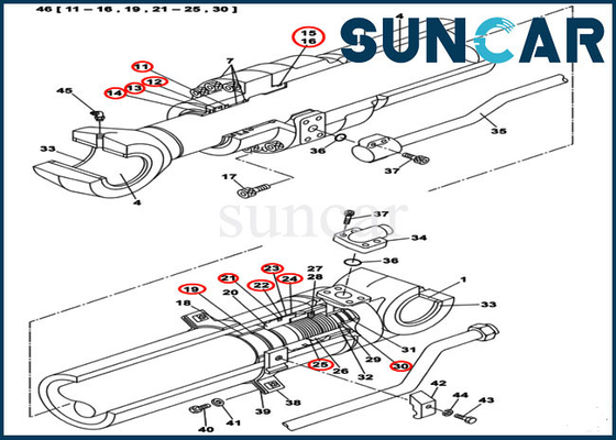 comprar Lleve el equipo del servicio hydráulico del equipo CX300C del lacre del cilindro del cazo de la resistencia LZ011300 online manufacture