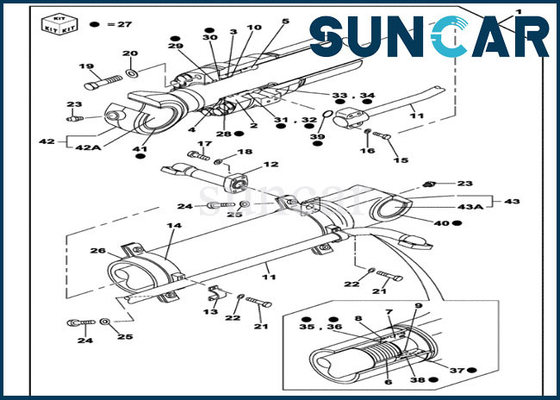 comprar Equipos hidráulicos del reemplazo del cilindro del cubo del OEM del equipo LZ007310 del sello del CASO de CX350C CX330 online manufacture