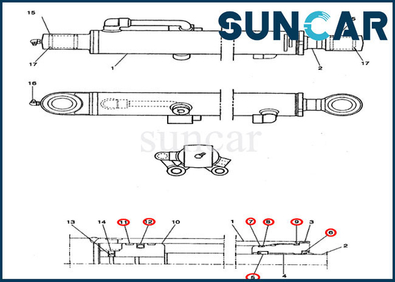comprar Modelos del CASO de Kit Fits CX14 de la reparación del sello del cilindro del brazo del equipo PE01V00002R100 del sello de aceite hidráulico online manufacture