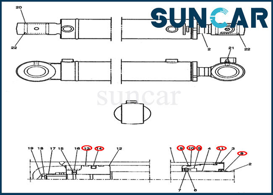 comprar Construcción del caso de Kit Fits Excavator CX14 del sello del reemplazo del cilindro del oscilación PE01V00005R100 online manufacture