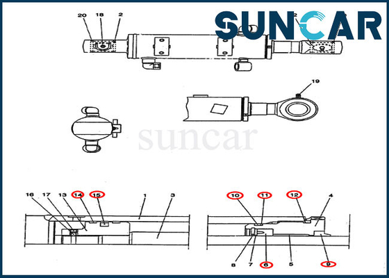 comprar El sello Kit Cylinder Seal Replacement Kit de la cuchilla del dormilón PV01V00038R300 cabe el CASO CX25 online manufacture