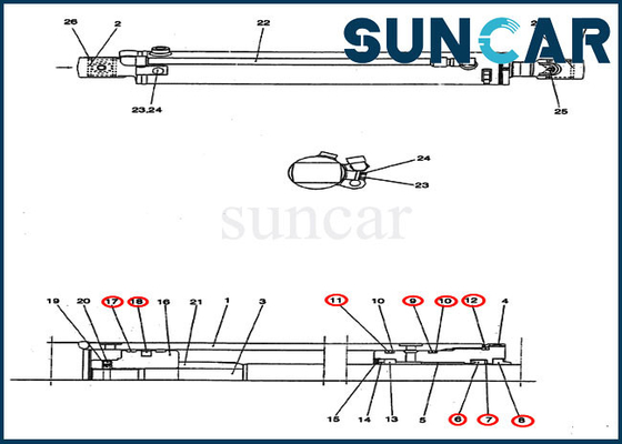 comprar Lleve el excavador Seal Kits de la caja del equipo CX25 del servicio del cilindro del oscilación de la resistencia PM01V00044R300 online manufacture