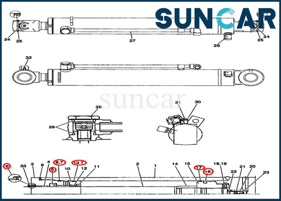 comprar Reparación Kit Boom Cylinder Replacement Kit del sello del oscilación del CASO PX01V00045R300 de CX36B CX31B online manufacture