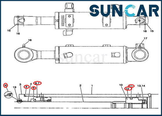 comprar Modelos del equipo del CASO de Kit Fits CX31 CX36 del sello del cilindro de cuchilla del dormilón del brazo PW01V00048R300 online manufacture