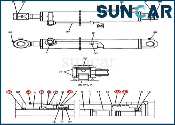 comprar Equipo hidráulico del servicio del cilindro del auge de Kit Case Parts CX47 del sello de la reparación PY01V00030R300 online manufacture