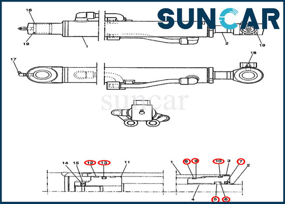 comprar Excavador Seal Kit de Kit For Case CX14 del servicio del reemplazo del cilindro del cubo PE01V00003R100 online manufacture
