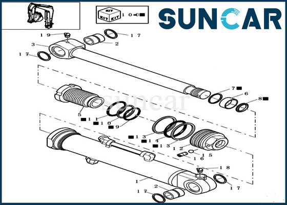 comprar Equipo pesado del cilindro de los equipos 72275474 del dormilón de la cuchilla del sello de la reparación del CASO estándar de Kit Fits CX16B online manufacture