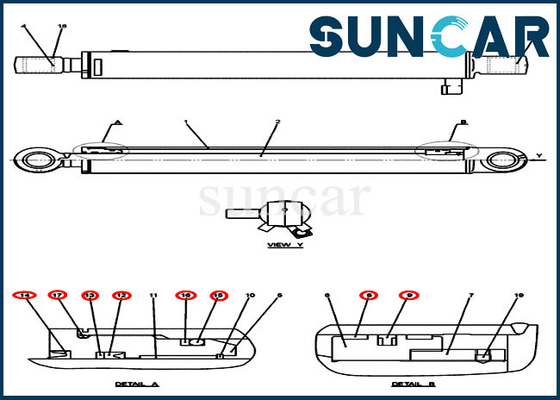 comprar Modelos de la CAJA del excavador CX50B de la correa eslabonada de Kit Cylinder Seal Kit Fits de la reparación del cubo PH01V00034R300 online manufacture