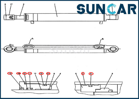 comprar Sello de la máquina de la CAJA del excavador de Kit Repair Kits Fits CX50B del sello del cilindro del oscilación PH01V00031R300 online manufacture