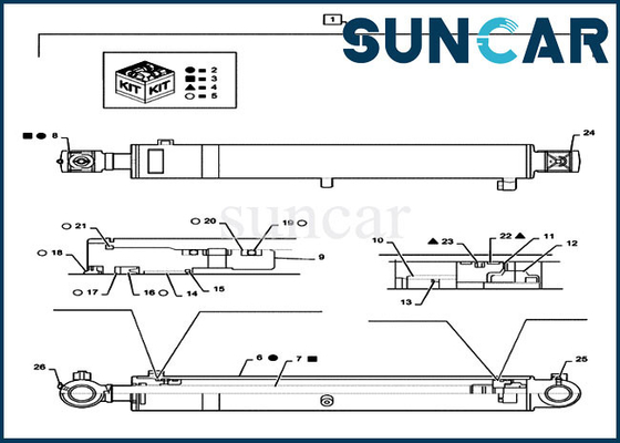 comprar El equipo PS01V00001R400 del sello de la reparación del auge cabe el cilindro Rod del caso CX55B diámetro interior de 55 milímetros excavador de 90 milímetros online manufacture