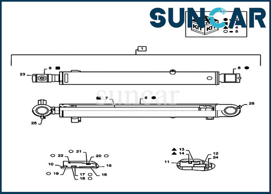 comprar Piezas del equipo de la CAJA del excavador de Kit For CX55B de la reparación del sello del pistón del cilindro del cubo PS01V00003R300 online manufacture