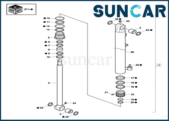 comprar Equipos XKCD03350 de Cylinder Seal Repair del excavador de la correa eslabonada del equipo XKCD-03350 del sello del cubo del caso de CX26C online manufacture