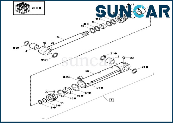comprar Sellos del servicio del reemplazo del cilindro hidráulico de la caja CX26C del equipo XKCD03353 del sello de la cuchilla del dormilón XKCD-03353 online manufacture