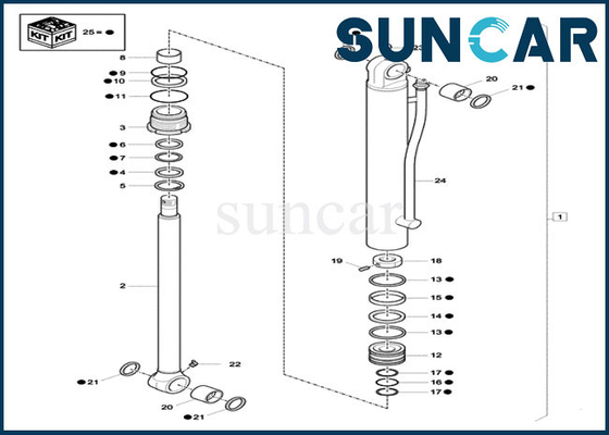 comprar CASO de Kit Fits CX33C CX37C del sello de la reparación del cilindro del cubo de Mini Crawler Excavator XKCC-01360 XKCC01360 online manufacture