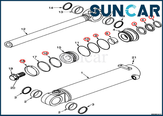 comprar El sello Kit Case Tilt Service Kit del cilindro de 87434291 cubos cabe el equipo de los modelos del cargador 621D 621G 521E online manufacture