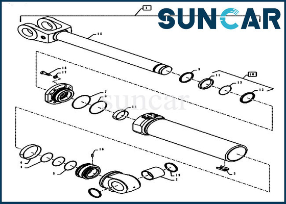 comprar Cilindro hidráulico de actuación doble de la elevación del caso de los ajustes 1021G 1021F del equipo de reparación del sello del cargador 84281863 online manufacture
